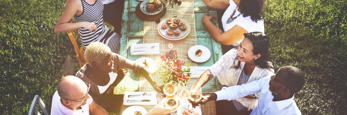 backyard party in luxury townhome
