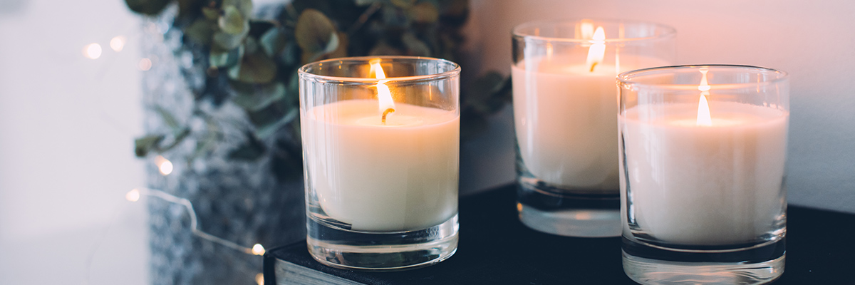 Candles on side table