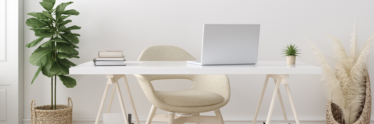 Home office table with lap top